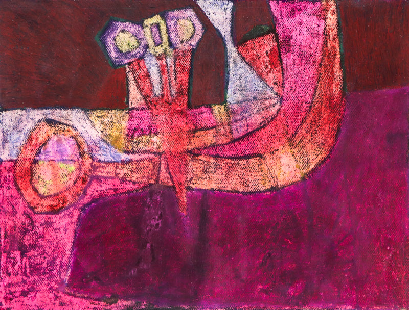 Edward Marecak, Still Life With Flowers, Mixed Media Drawing, 1960's, vintage, art, for sale, purchase, denver, modern, abstract