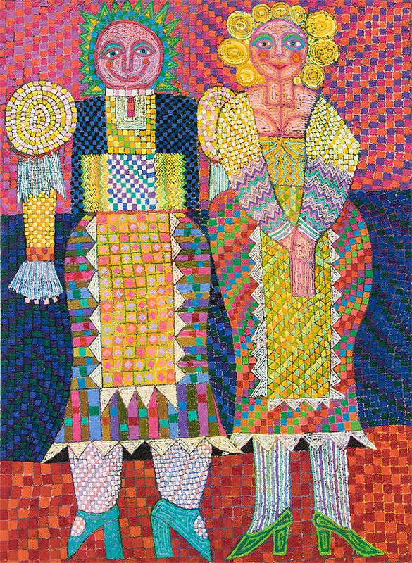 Edward Marecak, Two Slavic Ladies, Oil Painting, 1989, vintage, art, for sale, purchase, denver, modern, abstract