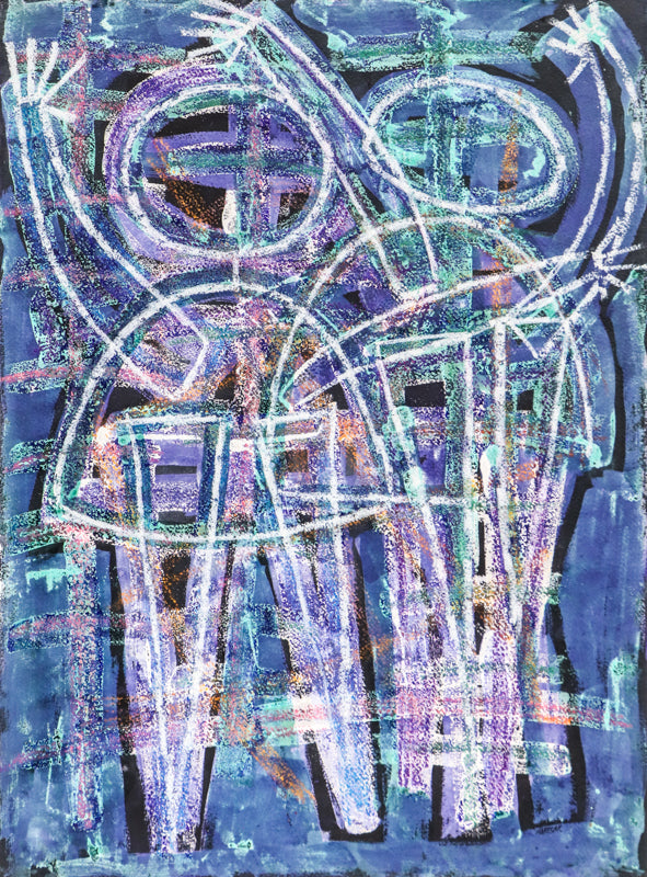 Edward Marecak, Song to the Rainbow, Mixed Media Drawing, 1960's, vintage, art, for sale, purchase, denver, modern, abstract