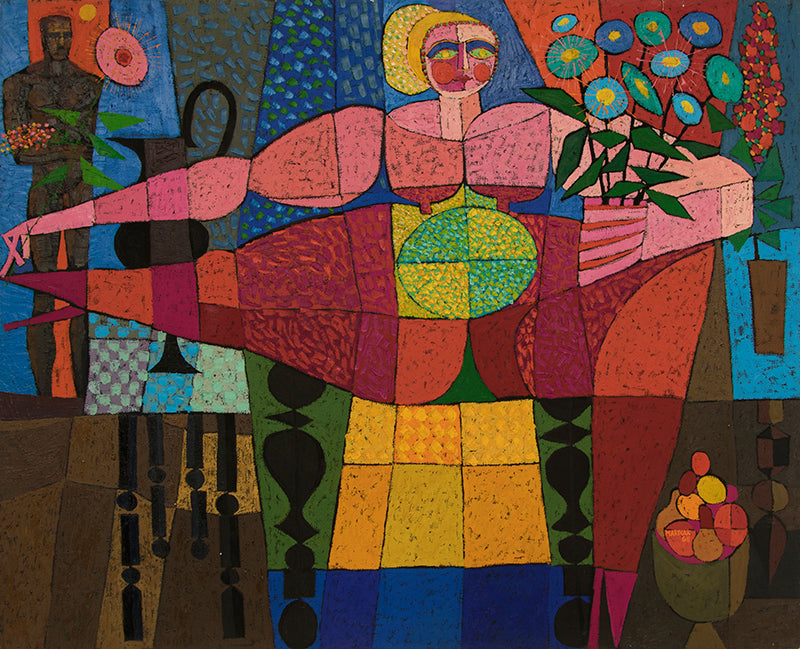 Edward Marecak, Goddess of Fertility, Oil Painting, 1966, vintage, art, for sale, purchase, denver, modern, abstract