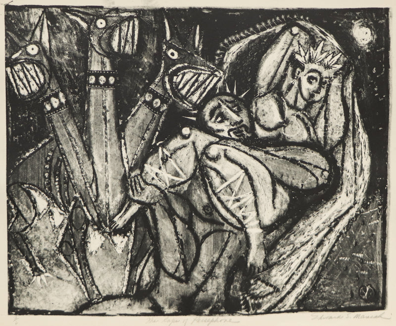 Edward Marecak, The Rape of Persephone, Lithograph Print, vintage, art, for sale, purchase, denver, modern, abstract
