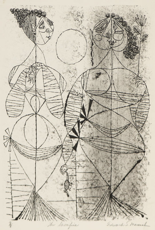 Edward Marecak, The Sacrifice, Lithograph Print, vintage, art, for sale, purchase, denver, modern, abstract
